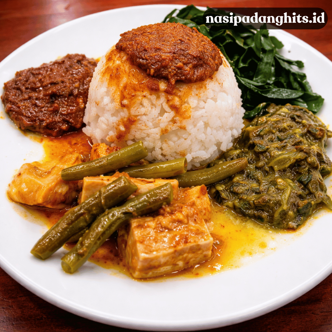 nasi padang rendang dan sambalado hijau